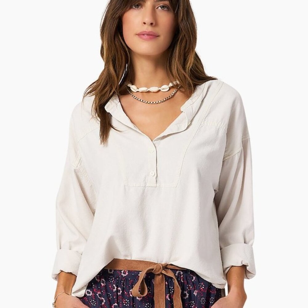 NEW XIRENA Macyn Top Washed Ivory 100% Silk Shirt SMALL Quiet Luxury NWT